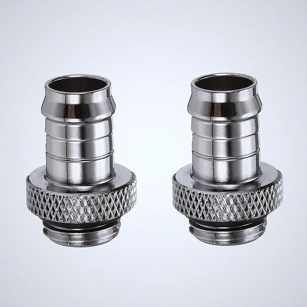 2x G1/4" Schlauchanschluss 9,5mm OD für PC Wasserkühlung, Silber
