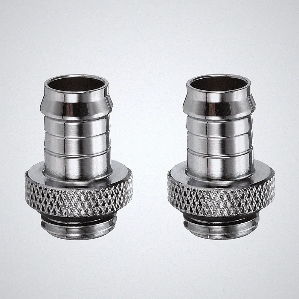 2x G1/4" Schlauchanschluss 9,5mm OD für PC Wasserkühlung, Silber