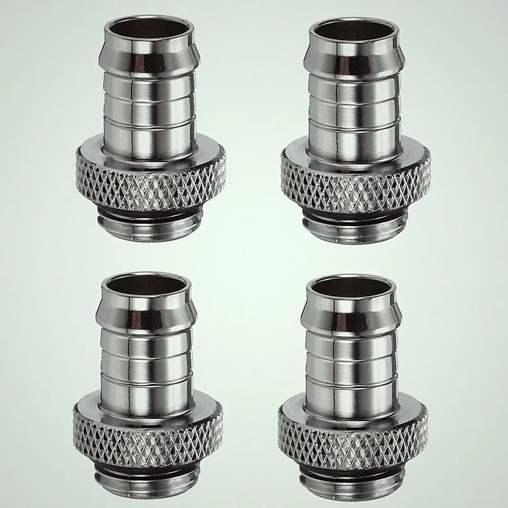4x Wasserkühlungs-Schlauchanschluss G1/4" 9,5mm OD PC-System, Silber