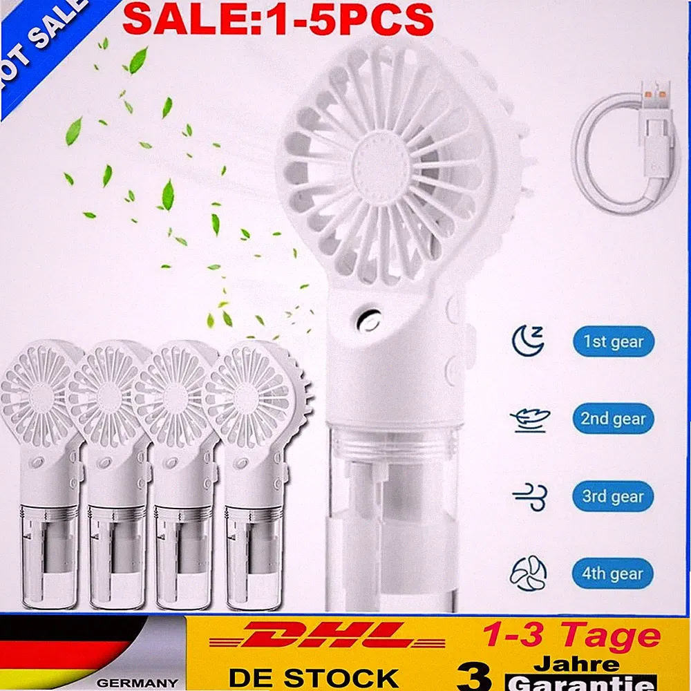 5x Handventilator Wasserkühlung Tragbarer Mini Nebel Ventilator Wiederaufladbar