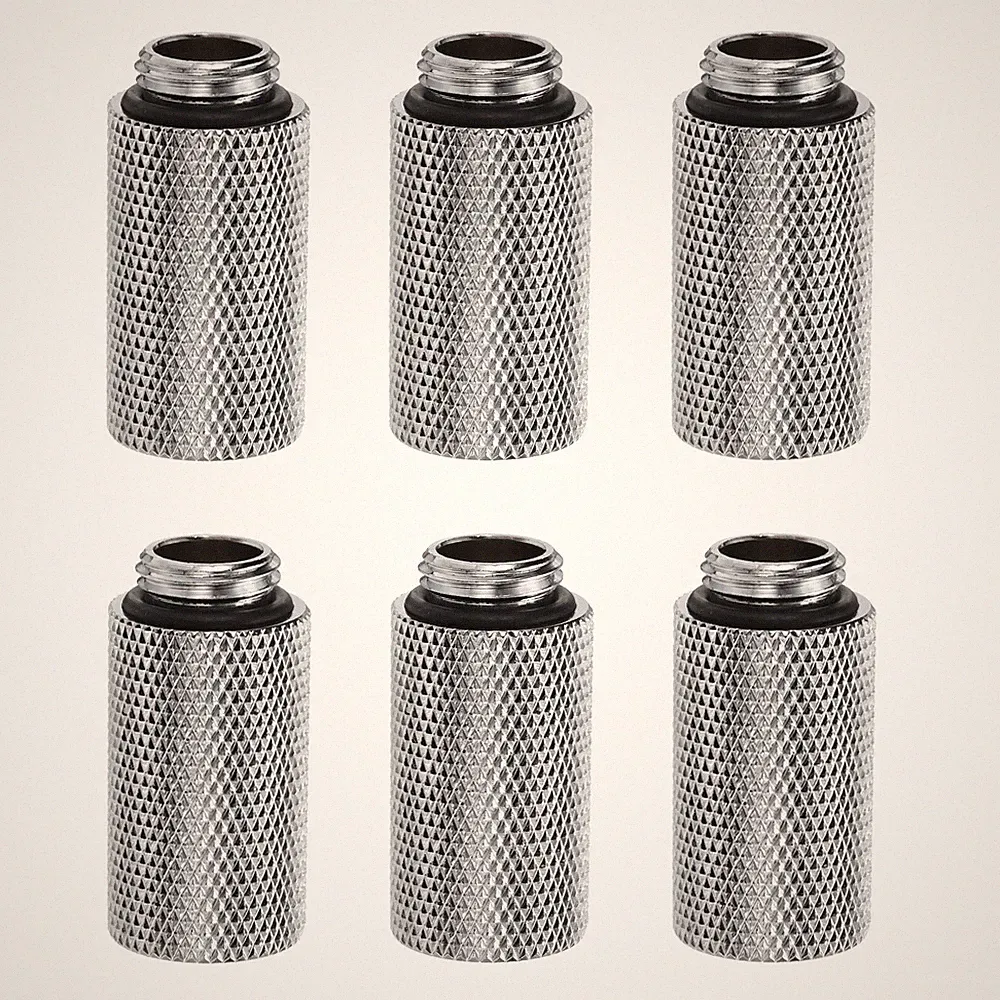6x Wasserkühlungsadapter G1/4" m/w 1,18" für PC-Wasserkühlung, Silber
