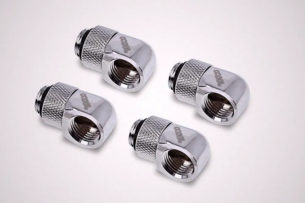 Alphacool Eiszapfen L-Verbinder drehbar G1/4 AG auf G1/4 IG - 4pcs Set Chrome