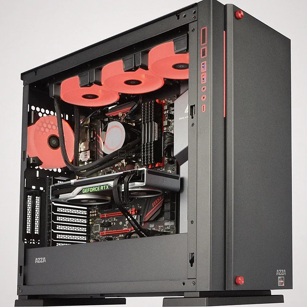 AZZA Gaming PC Black AMD Ryzen 32GB RAM NVIDIA GeForce RTX 2TB M.2 SSD W11 WLAN