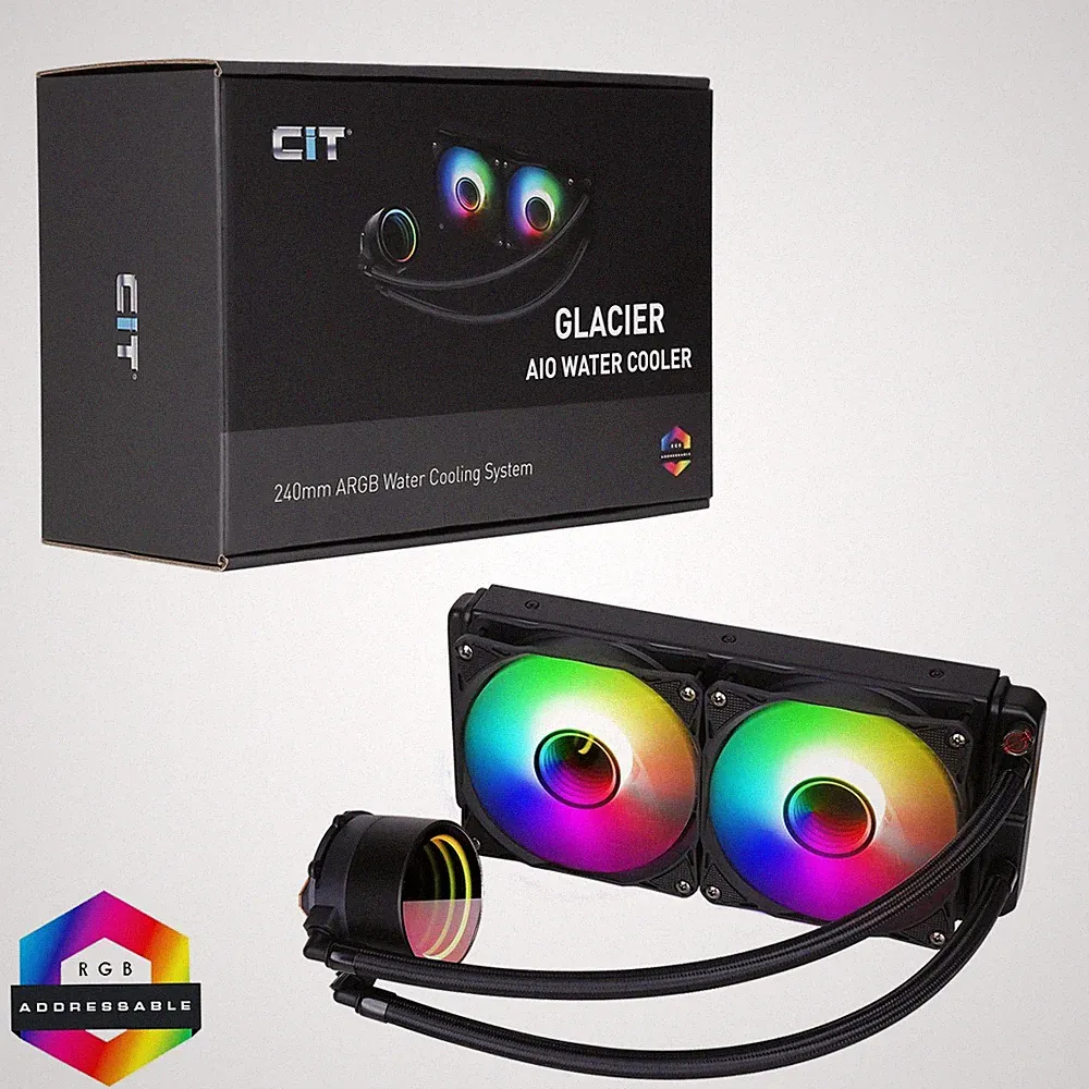 CiT Pro Glacier 240mm Intel AMD AIO PC Wasserkühler schwarz ARGB Infinity Lüfter