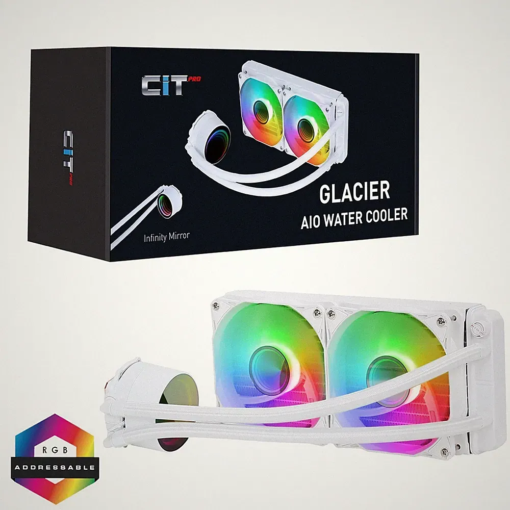 CiT Pro Glacier 240mm Intel AMD AIO PC Wasserkühler weiß ARGB Infinity Lüfter