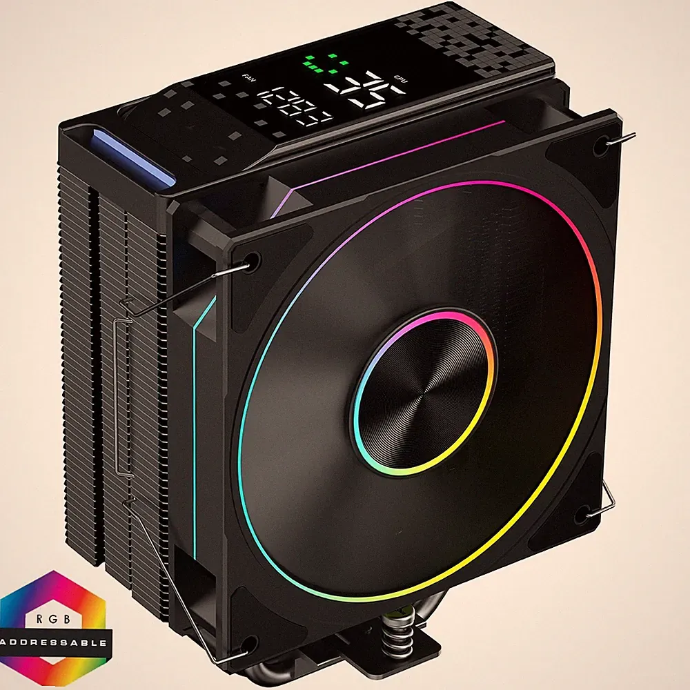 CPU Lüfter Typhoon Black ARGB Intel AMD CPU Kühler schwarz LED Temperaturanzeige