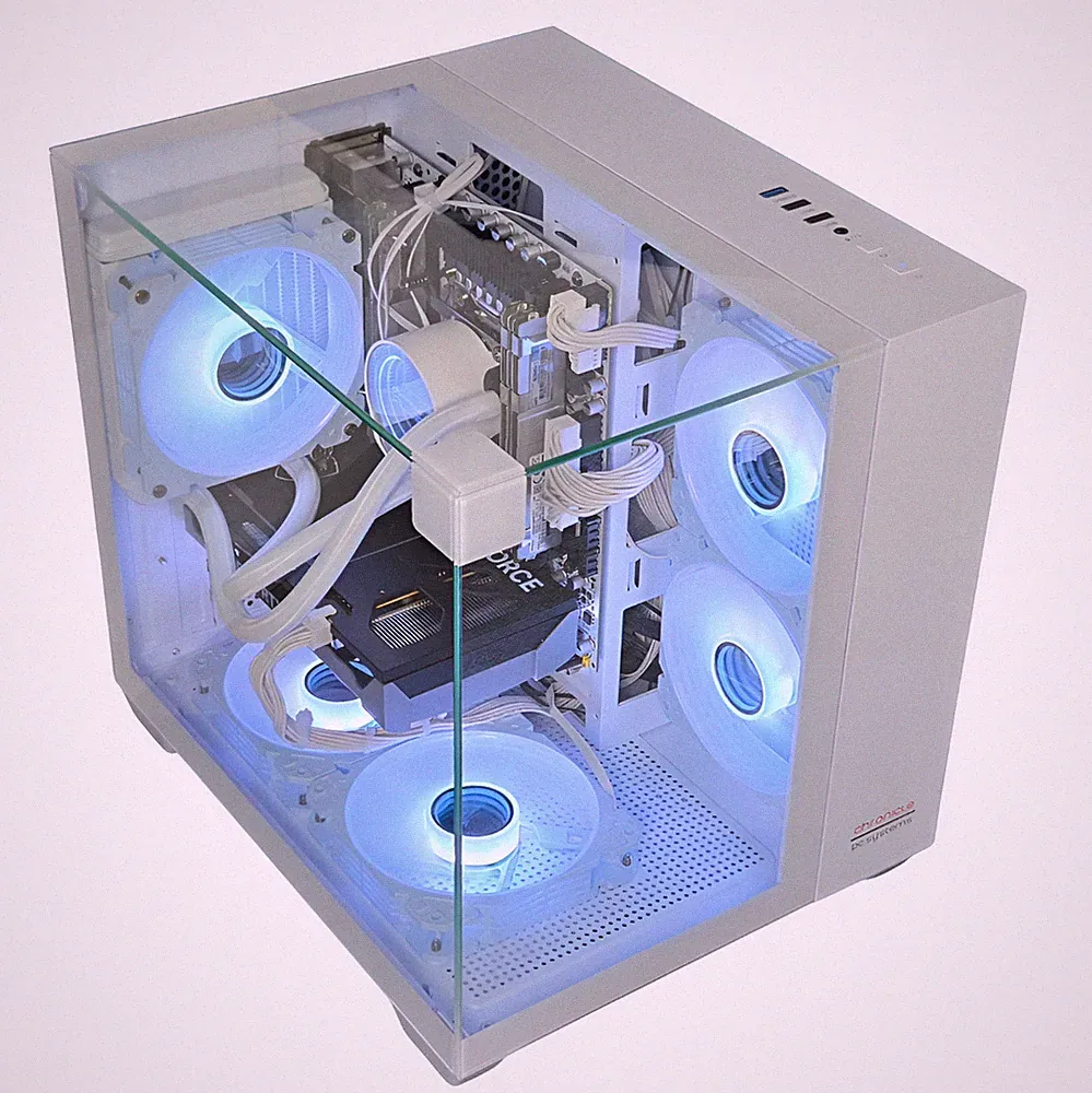 Gaming PC Triorama WHITE| RTX 5060 | 128GB RAM 2TB SSD | 12 Kerner | Wasserkühl.