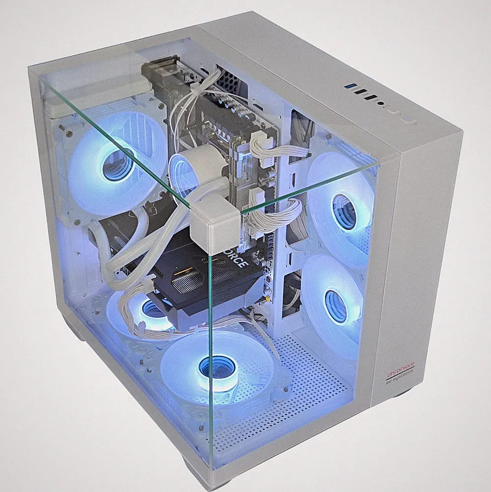 Gaming PC Triorama WHITE | RTX 5060 | 64GB RAM 1TB SSD | 12 Kerner | Wasserkühl.