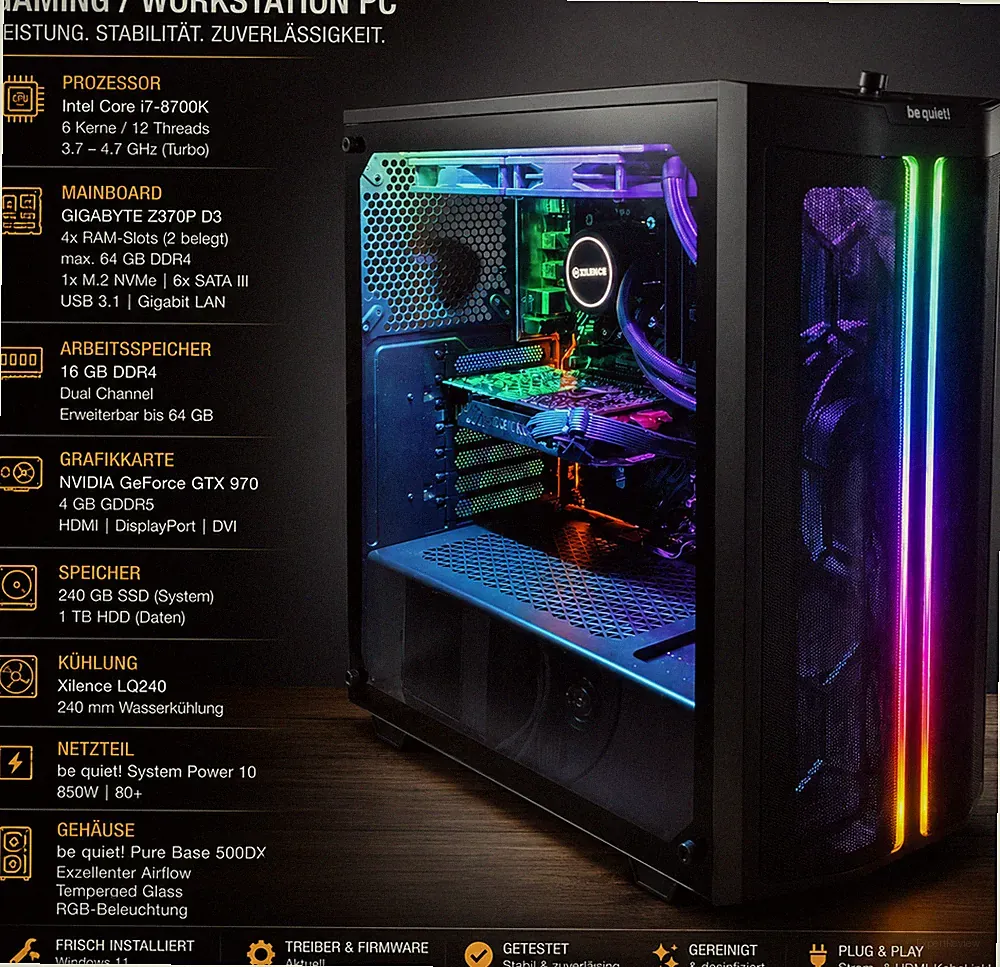Gaming / Workstation PC i7-8700K | Wasserkühlung | 16GB | GTX 970 | SSD + HDD