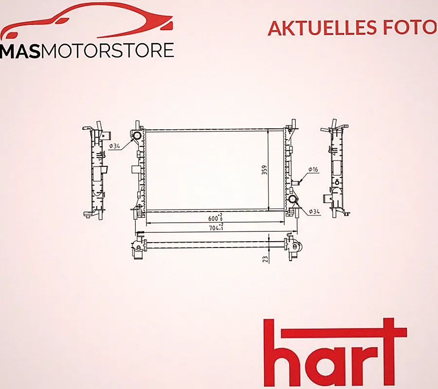 KÜHLER WASSERKÜHLER MOTORKÜHLER HART 606 413 H NEU OE QUALITÄT