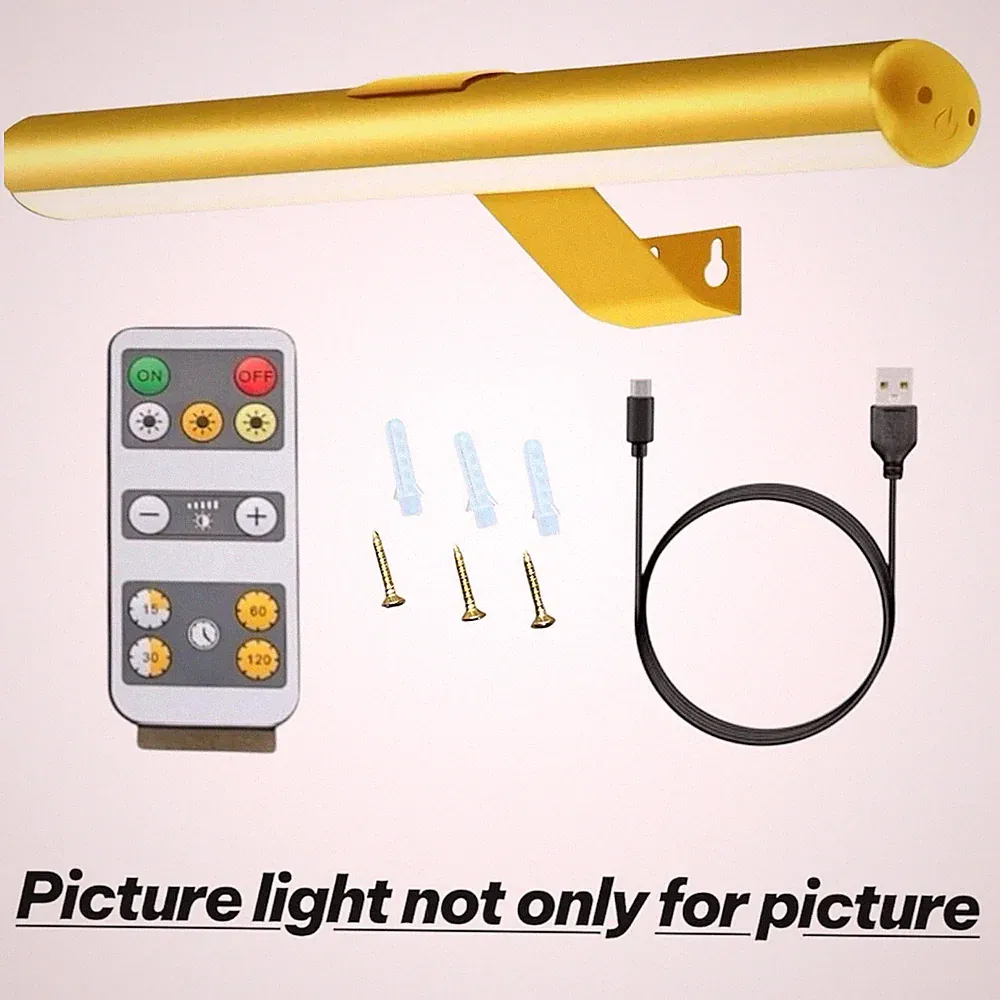 LED kabellose wiederaufladbare Bilderleuchte mit Fernbedienung & Touch Control Wandleuchte