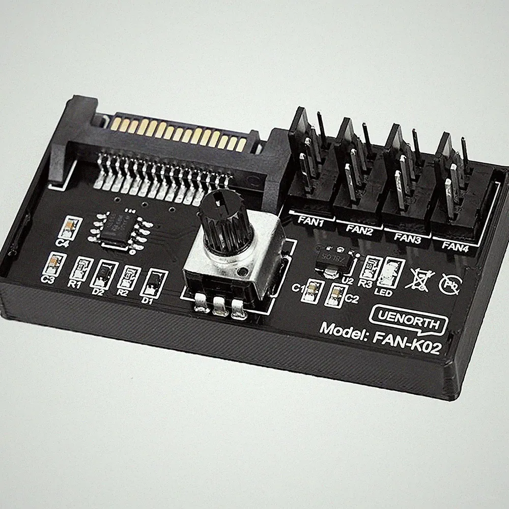Lüfterdrehzahlregler Kunststoff Metall 4 Pin PWM 12V SATA PC Wasserkühlung