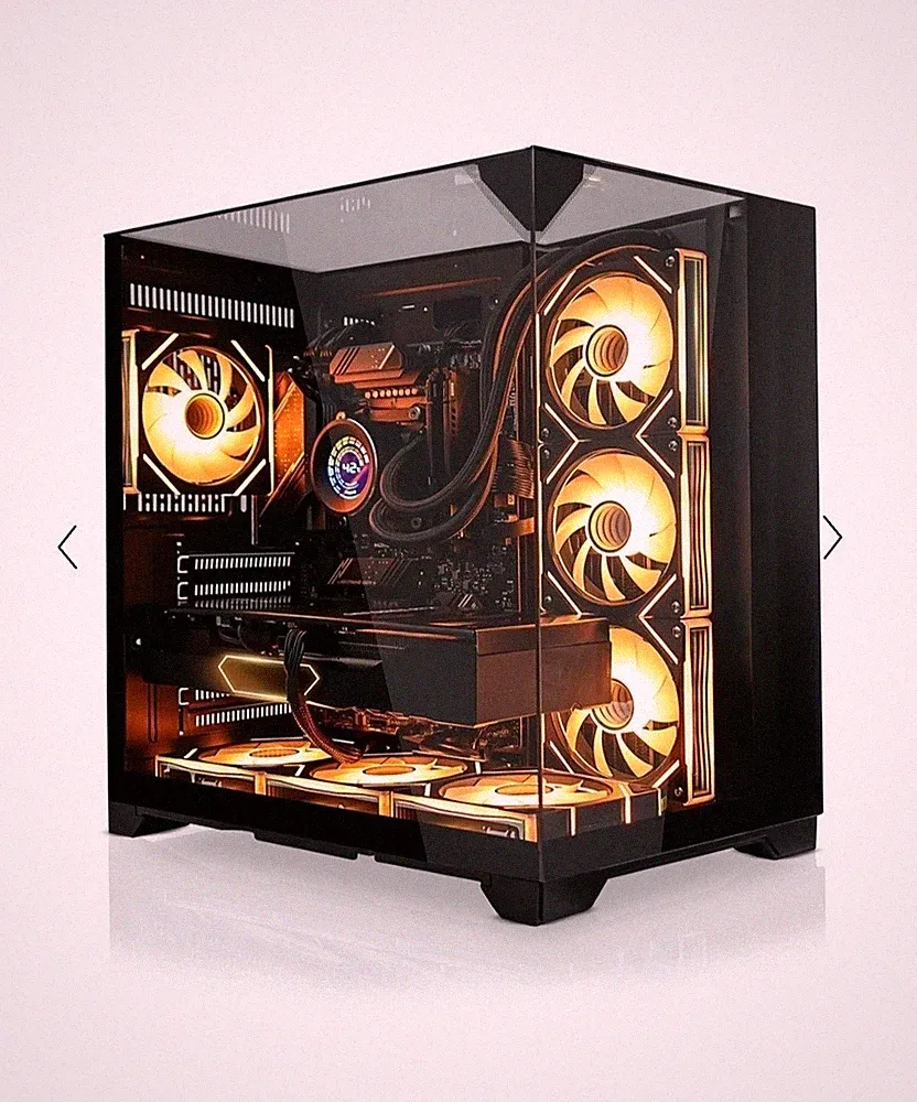 PC-Gehäuse mit 4 RGB-Lüftern + Wasserkühlung & ASUS TUF Gaming 1000W Netzteil