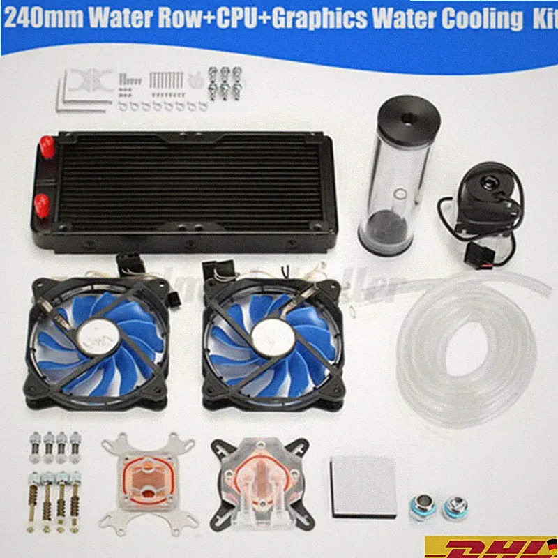 PC Wasserkühlung Set CPU 240mm Kühlkörper Heizkörper Pumpentank GPU+LED DIY DHL