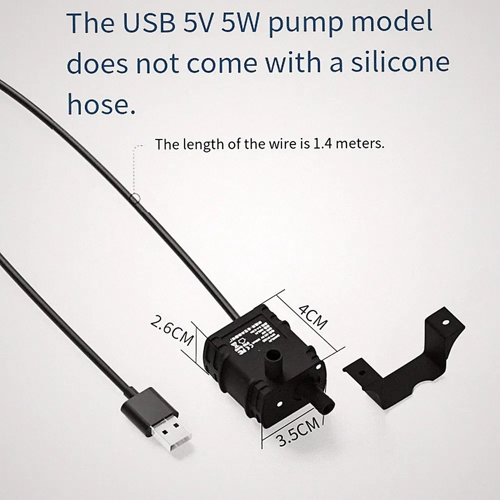 USB 5W Brushless Wasserpumpe mit Reinkupfer Motor für Aquarium und PC Kühlung