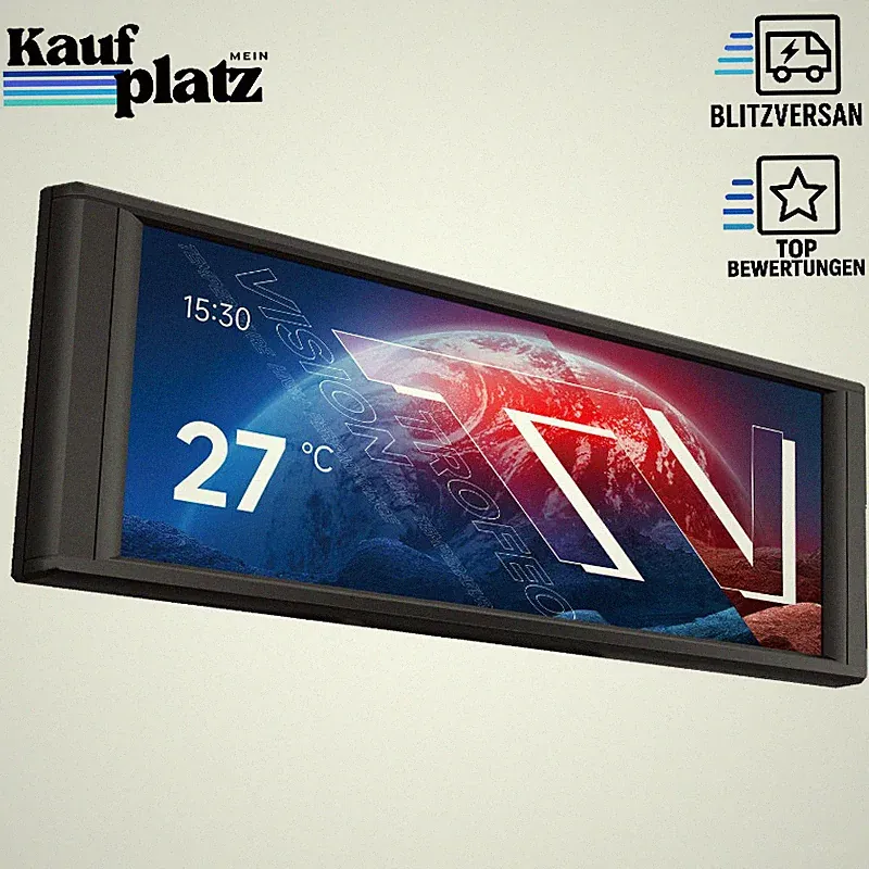 Wasserkühlung Gehäuse 6,86 Zoll Schwarz IPS-Display 1280x480 anpassbar für PC